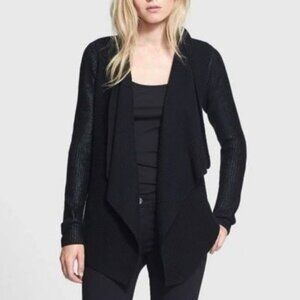 EUC Vince 100% Cotton Metallic Sleeve Drape Cardigan Black Medium $445